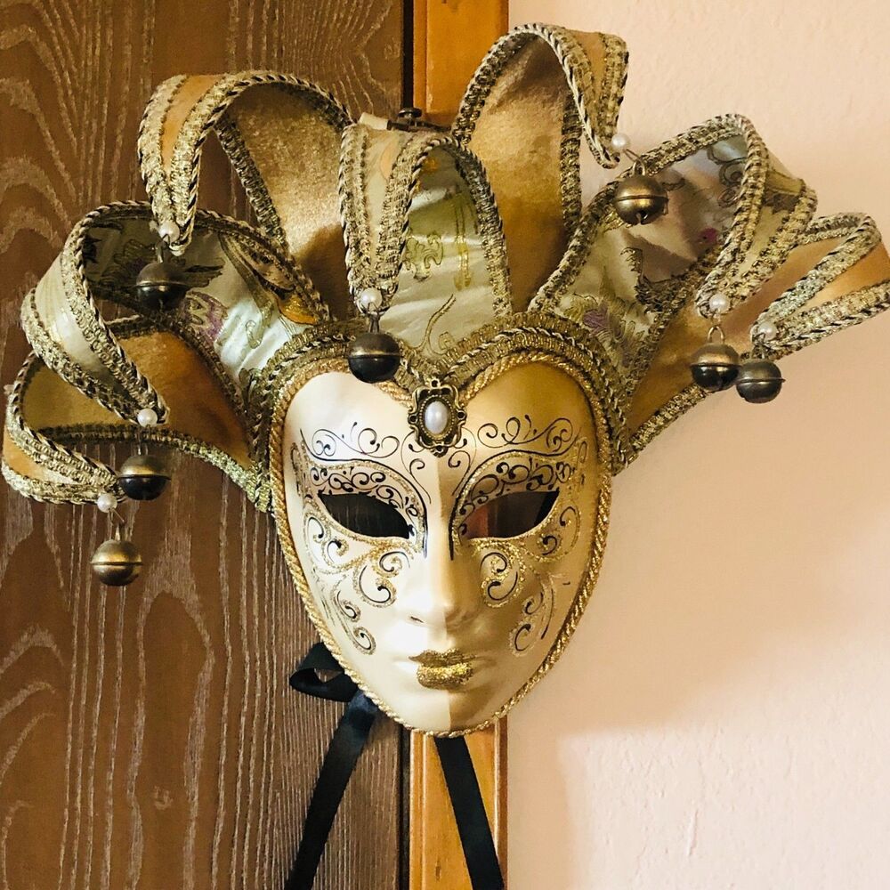 La Maschera Del Galeone Handcrafted Venetian Jester Mask Made in Italy NWT